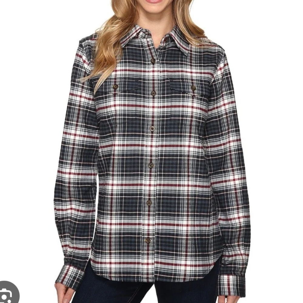 CARHARTT Hamilton Navy Blue & Dark Red Flannel Button Down Shirt M (8/10)